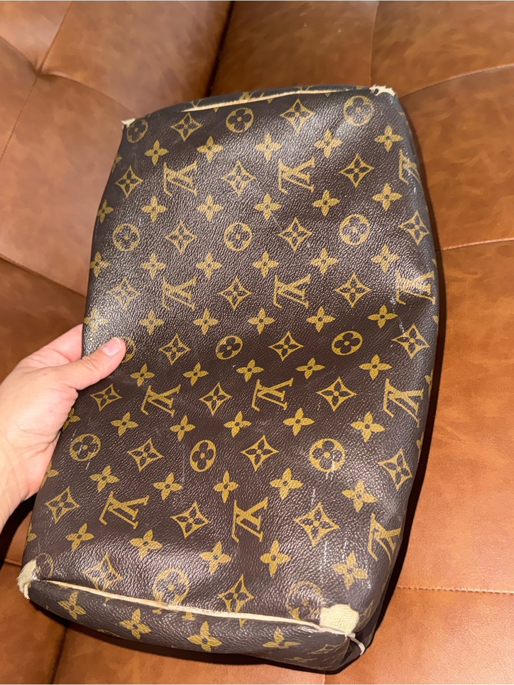 Louis Vuitton Monogram Canvas Satchel with Tan Leather Trim - Picture 3 of 5